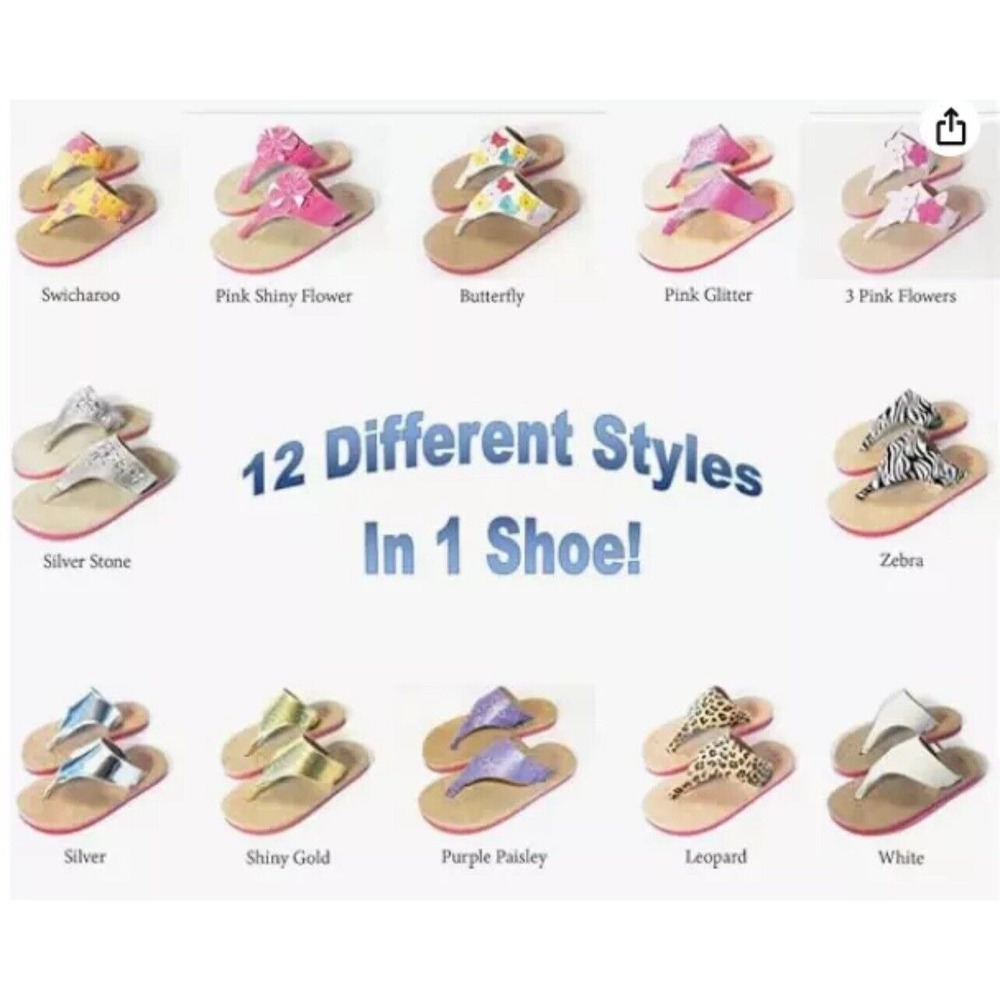 Flip Flop Sandal Kids Swicharoos 12 Styles‎ In One, Size 6/7 Beach Party Summer